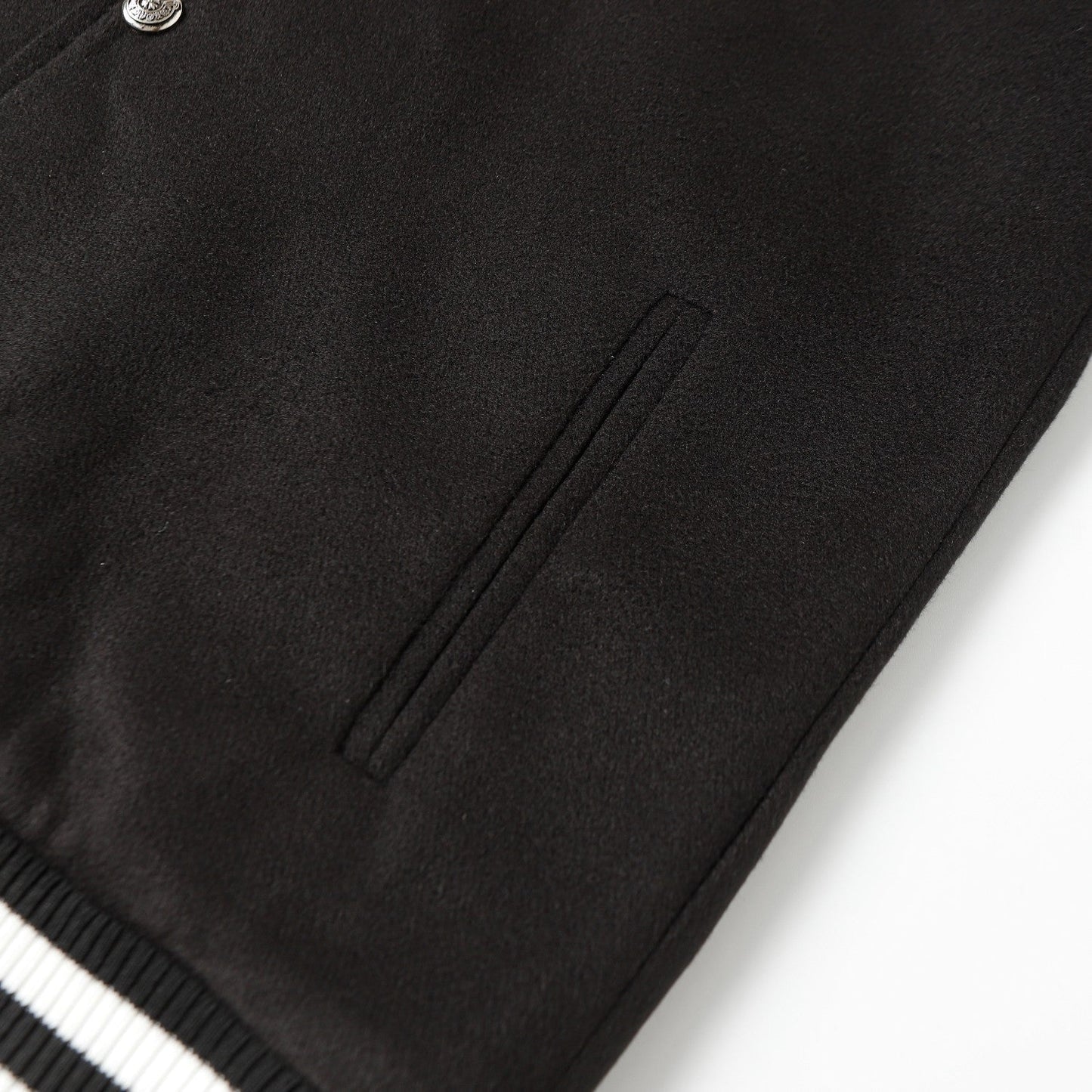 Cross Embroidered Leather Sleeve Varsity Jacket - Black Street Style 116