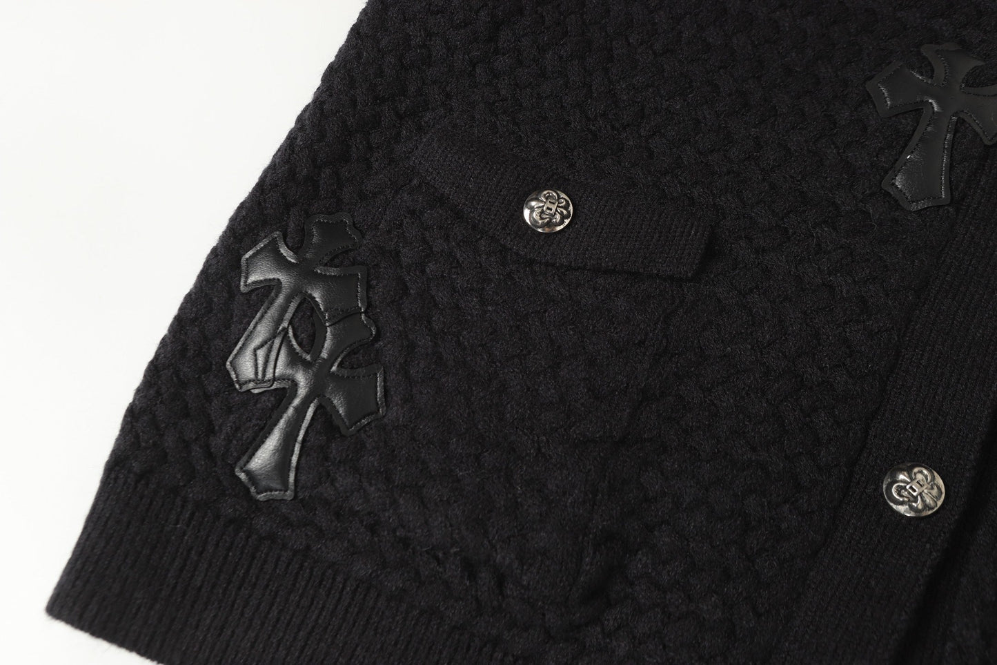 Gothic Cross Knit Cardigan - Black Grey Streetwear Jacket 904
